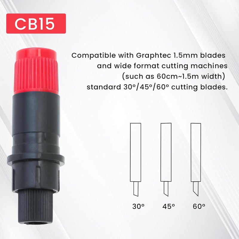 TUONAI CB15 CB15U Large Format Blade Holder for Graphtec Cutter Plotter, ABS Plastic, Compatible with 30° 45° 60° Blades, Vinyl Cutting, Paper Box, Adhesive & Reflective Film - Image 4